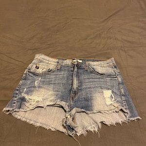 High Rise Denim Cut Off Short